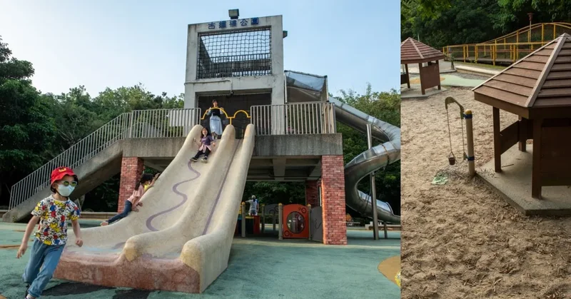 古鐘樓公園》新北鶯歌親子特色公園推薦｜三層樓高三種類型的溜滑梯｜鶯歌老街親子順遊景點